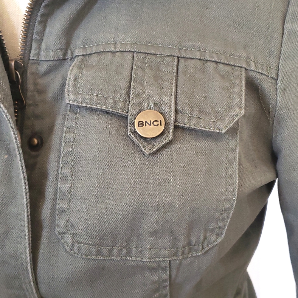 BNCI Hunter Olive Green Utility Jacket XS Technical Canvas Funnel Neck Zip Front - Picture 10 of 16